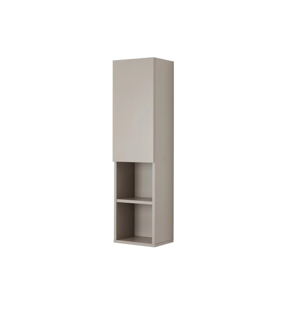 COLONNA PENSILE SOSPESA "PASTELLO" CON ANTA E RIPIANI COLORE TORTORA, 30X25X115 CM