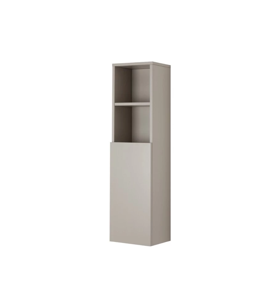 COLONNA PENSILE SOSPESA "PASTELLO" CON ANTA E RIPIANI COLORE TORTORA, 30X25X115 CM