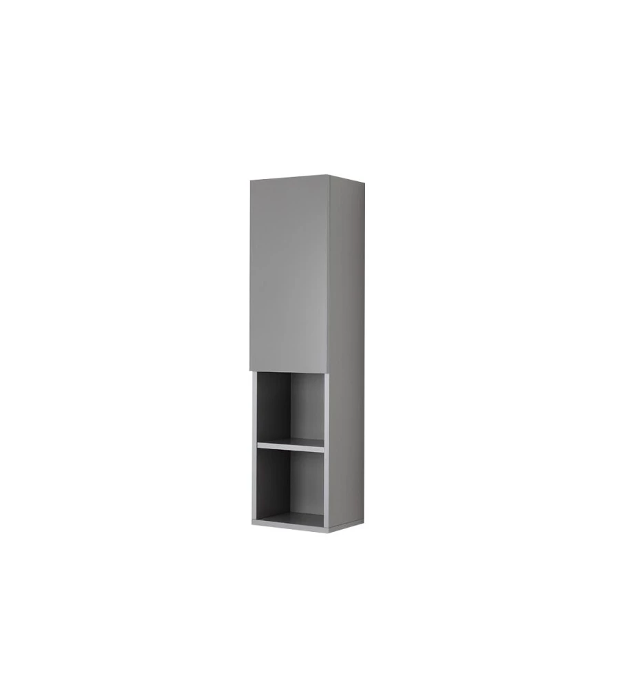 COLONNA PENSILE SOSPESA "PASTELLO" CON ANTA E RIPIANI COLORE GRIGIO, 30X25X115 CM