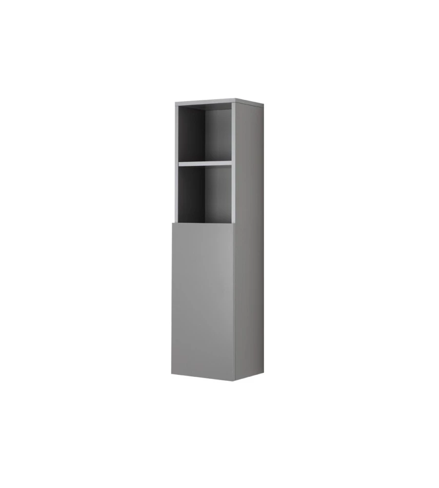 COLONNA PENSILE SOSPESA "PASTELLO" CON ANTA E RIPIANI COLORE GRIGIO, 30X25X115 CM