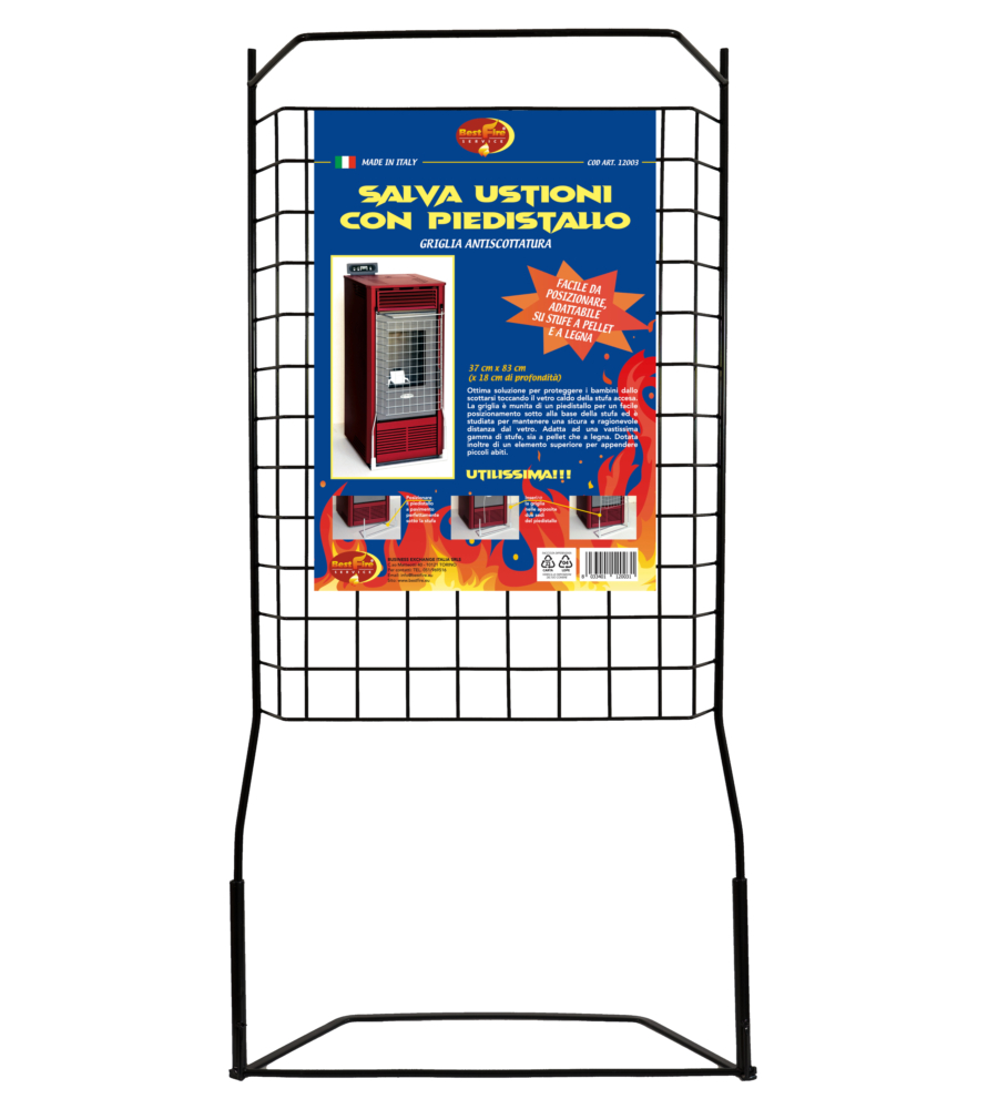 GRIGLIA SALVA USTIONI CON PIEDISTALLO PER STUFE A LEGNA ED A PELLET