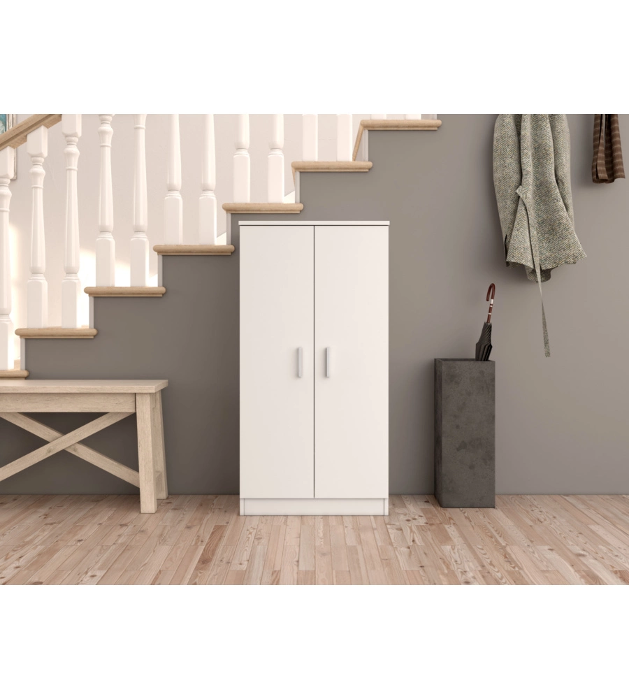 ARMADIO SCARPIERA BIANCA CON 2 ANTE, 55X108X36 CM