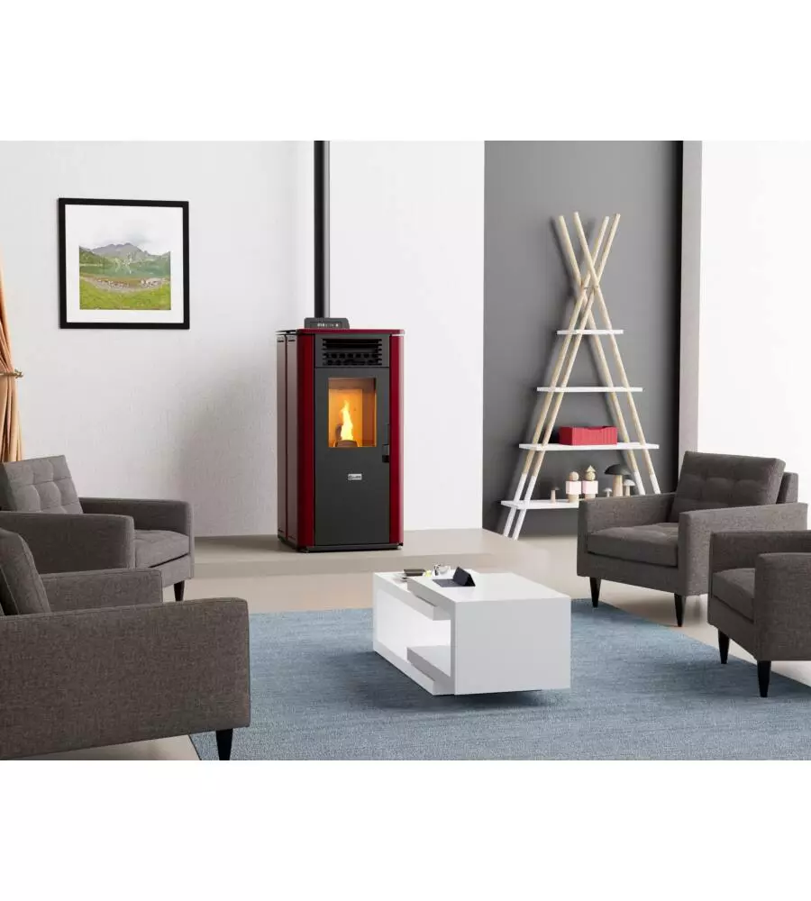 STUFA A PELLET CANALIZZATA CANADIAN STOVE "DESIGN 10C" BORDEAUX 8,7 KW