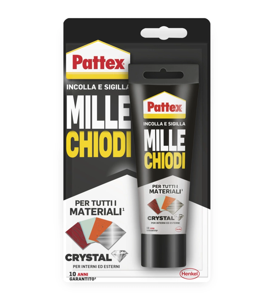 ADESIVO HENKEL PATTEX MILLECHIODI CRYSTAL CARTUCCIA,  90 GR