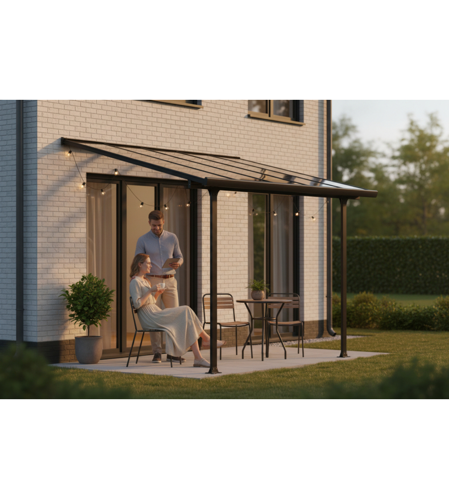 PERGOLA ADDOSSATA DA ESTERNO EUROGARDEN "MEMPHIS" IN ALLUMINIO 303X295X305 CM