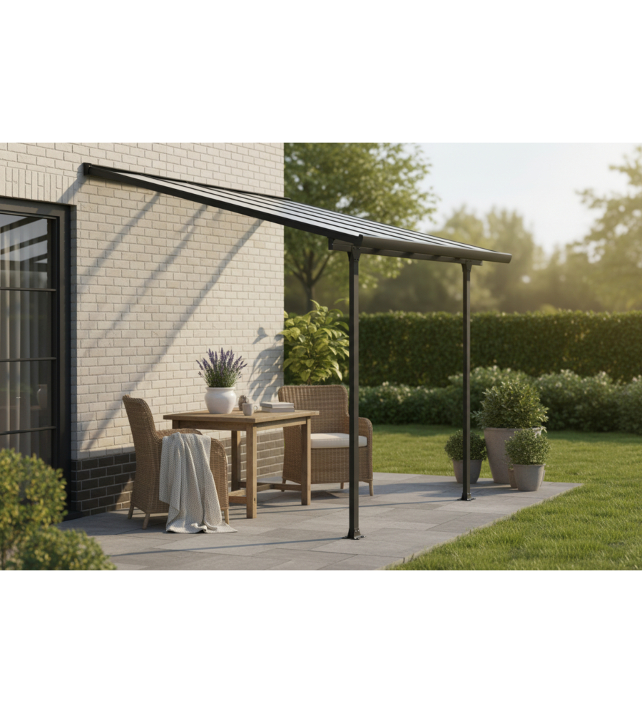 PERGOLA ADDOSSATA DA ESTERNO EUROGARDEN "MEMPHIS" IN ALLUMINIO 303X295X305 CM