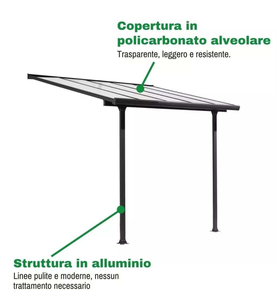 PERGOLA ADDOSSATA DA ESTERNO EUROGARDEN "MEMPHIS" IN ALLUMINIO 303X295X305 CM