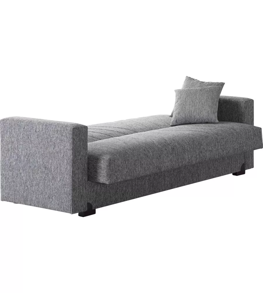 DIVANO LETTO "MALI" 3 POSTI IN TESSUTO GRIGIO CON CASSETTONE, 212X74X83 CM