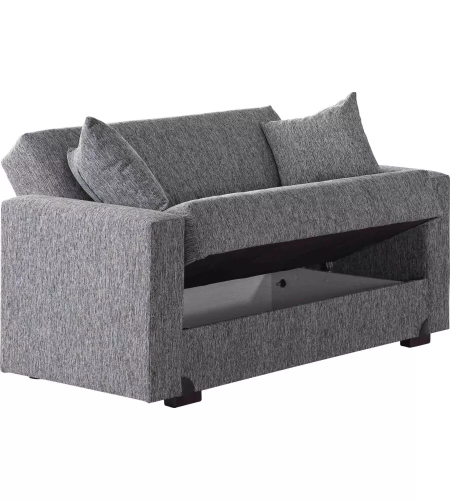 DIVANO LETTO "MALI" 2 POSTI CON CASSETTONE IN TESSUTO GRIGIO, 152x74x83 CM