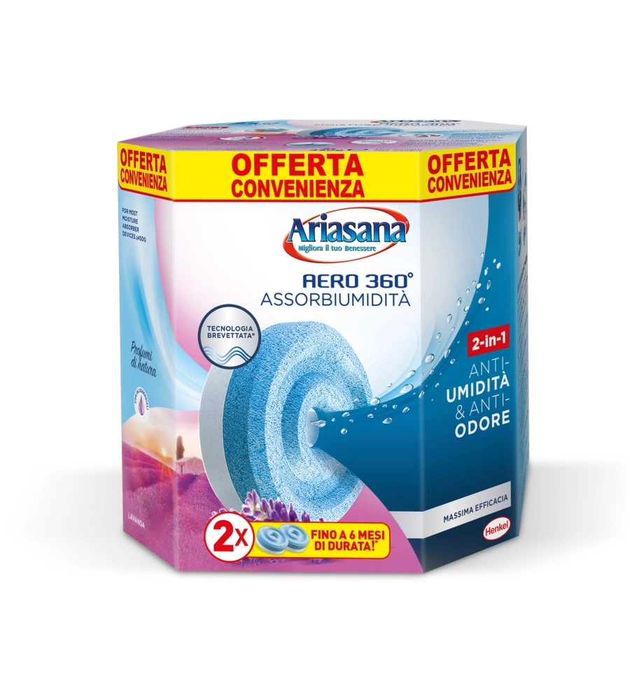 ARIASANA "AERO TAB" BIPACK LAVANDA 2 x 450 GRAMMI - HENKEL.