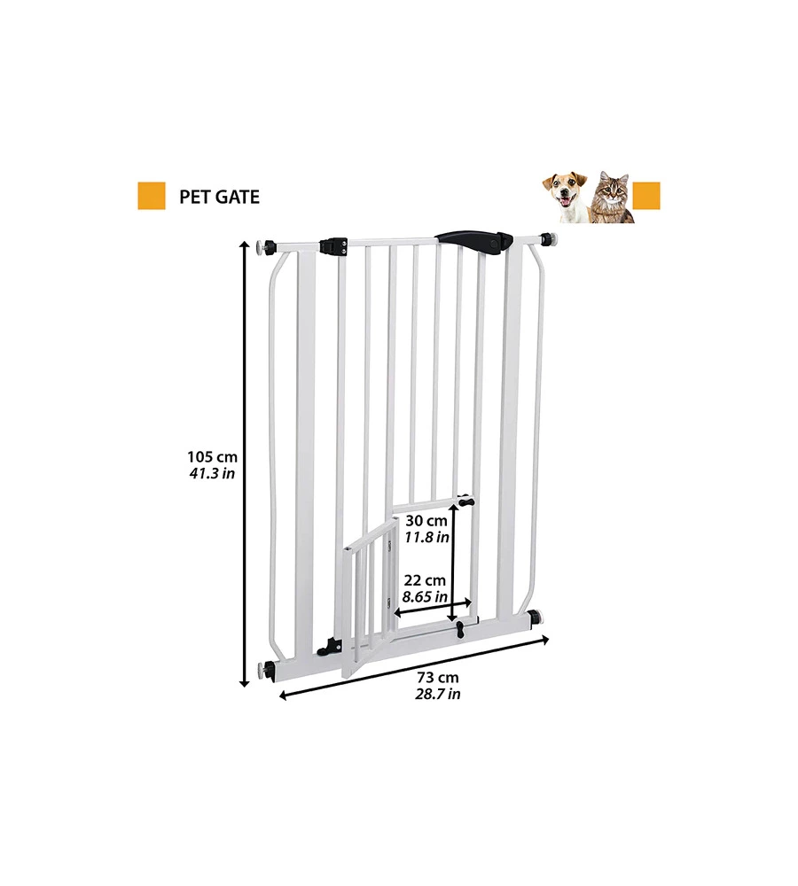 CANCELLO DIVISORIO IN METALLO PER CANI E GATTI "PET GATE", 73X105 CM - FERPLAST