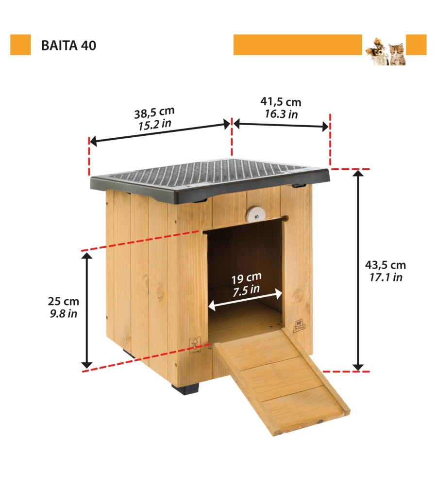 CUCCIA PER CANI DA ESTERNO FERPLAST "BAITA 40" IN PINO NORDICO 39X50X43 CM
