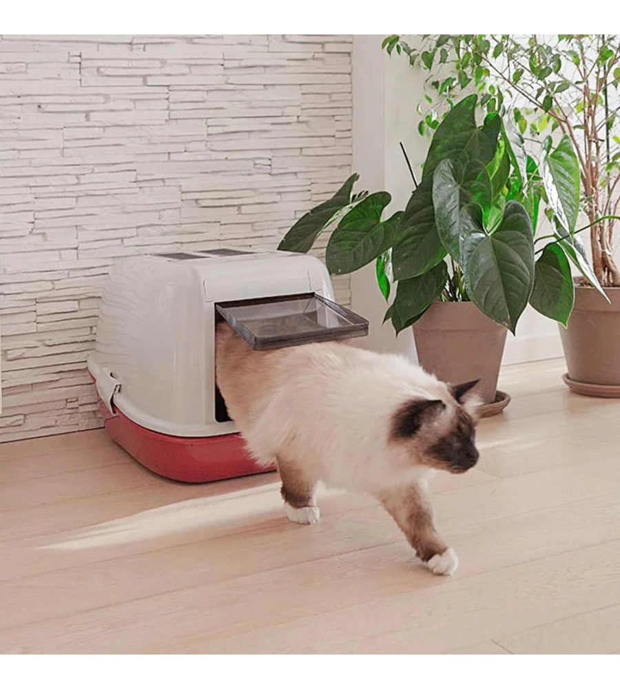 LETTIERA TOILETTE GATTO CHIUSA FERPLAST "MAGIX" BORDEAUX 45,5X55,5X39 CM