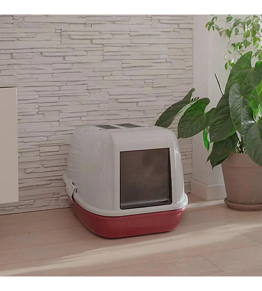 LETTIERA TOILETTE GATTO CHIUSA FERPLAST "MAGIX" BORDEAUX 45,5X55,5X39 CM