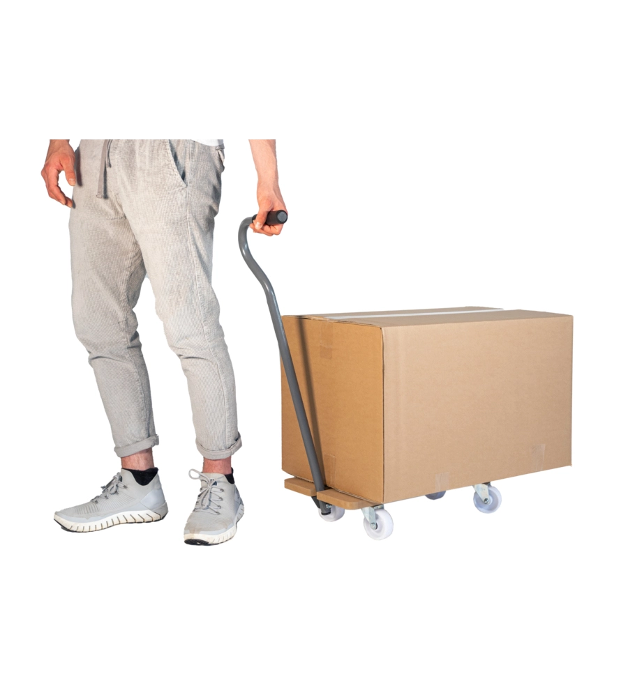 CARRELLO TRASPORTO PIEGHEVOLE EASY SYSTEM CON MANICO E RUOTE PIVOTANTI IN LEGNO PORTATA 200 KG 58X29X1,8 CM
