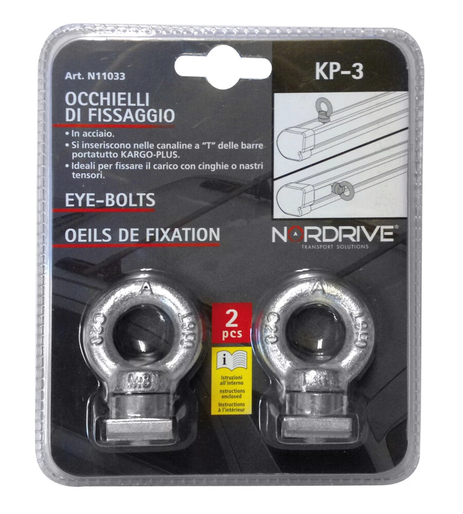 COPPIA OCCHIELLI DI FISSAGGIO KP 3 PER BARRE KARGO PLUS  N11033