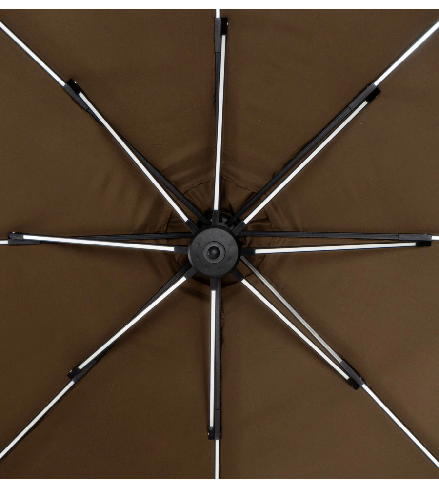 OMBRELLONE DA GIARDINO ROTONDO CON BRACCIO LATERALE EUROGARDEN CON ILLUMINAZIONE LED IN POLIESTERE TAUPE 3X3 M