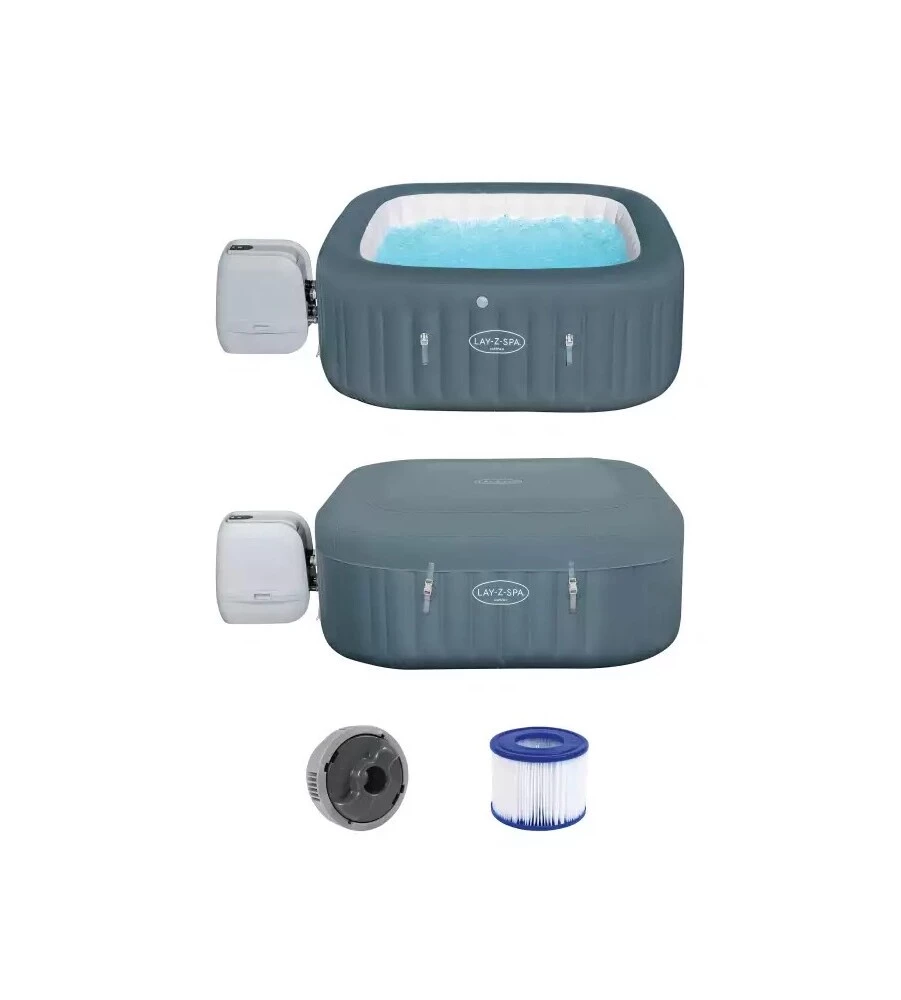PISCINA IDROMASSAGGIO GONFIABILE RISCALDATA BESTWAY "LAY-Z-SPA HAWAII HYDROJET PRO" 4/6 PERSONE 180X180X71 CM CON COPERTURA GONFIABILE, CARTUCCIA ED EROGATORE CHEMCONNECT  - COD. 54138