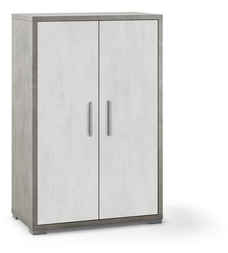 MOBILE 2 ANTE CEMENTO E OSSIDO BIANCO, 71X41X110 CM