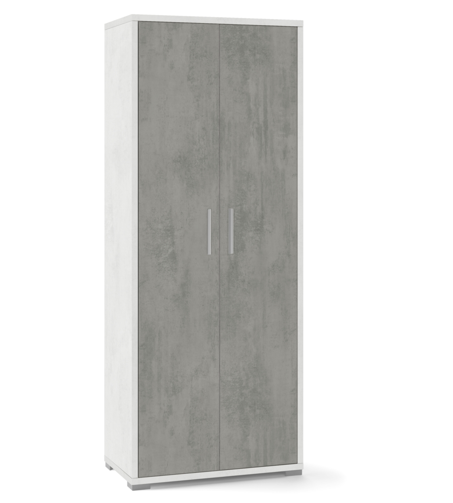 MOBILE 2 ANTE BIANCO E CEMENTO, 71X182X41 CM