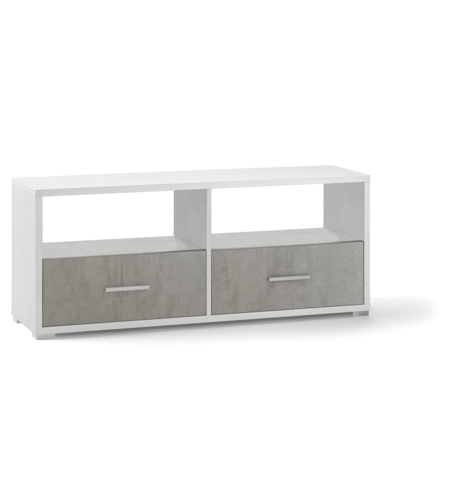 MOBILE 2 CASSETTI BIANCO E CEMENTO, 139X57X41 CM