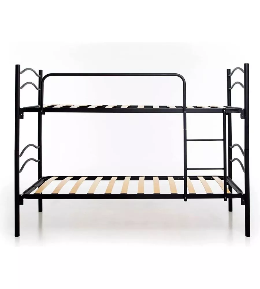 LETTO A CASTELLO CON RETE A DOGHE 2 CUSCINI E 2 MATERASSI, 203X145,5X83 CM