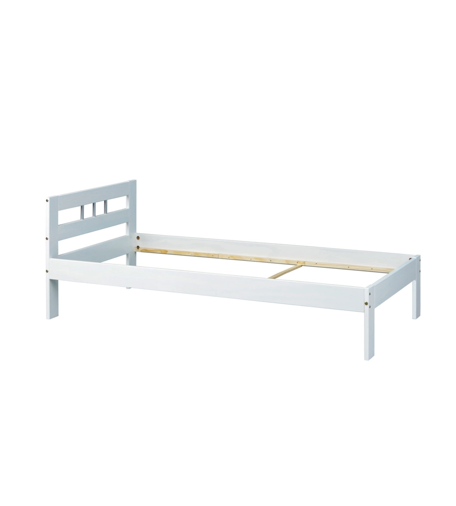 LETTO SINGOLO IN PINO MASSELLO BIANCO 96x206x72 CM