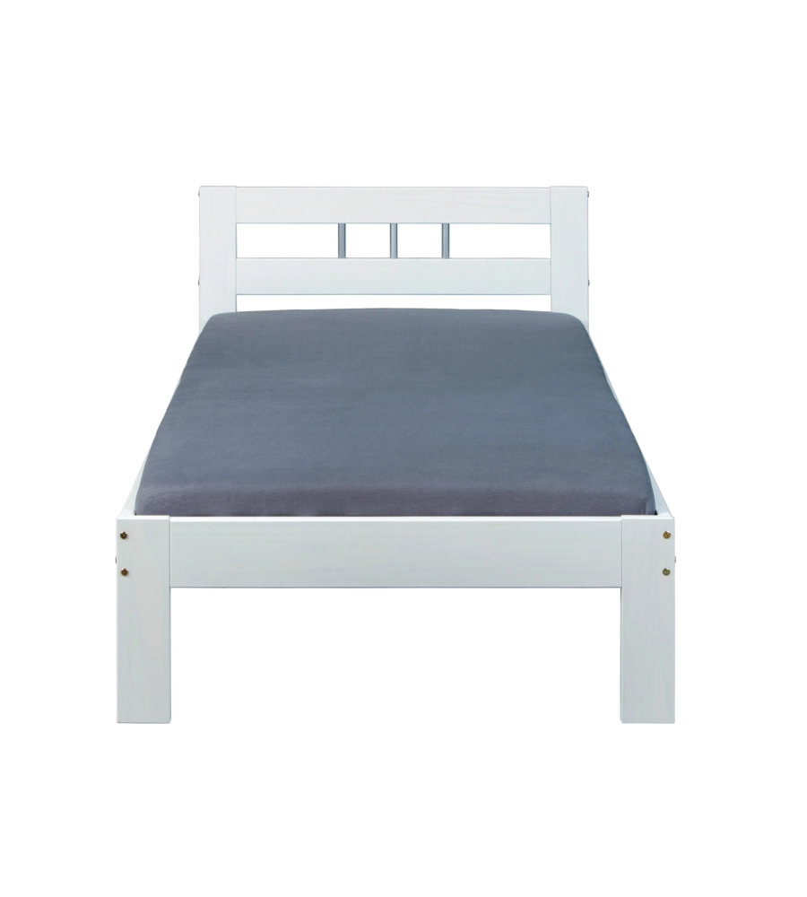 LETTO SINGOLO IN PINO MASSELLO BIANCO 96x206x72 CM