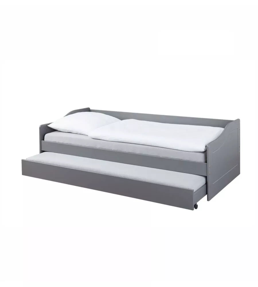 LETTO SINGOLO GRIGIO E LETTO ESTRAIBILE CON FUNZIONE DIVANO 97X208X62 CM