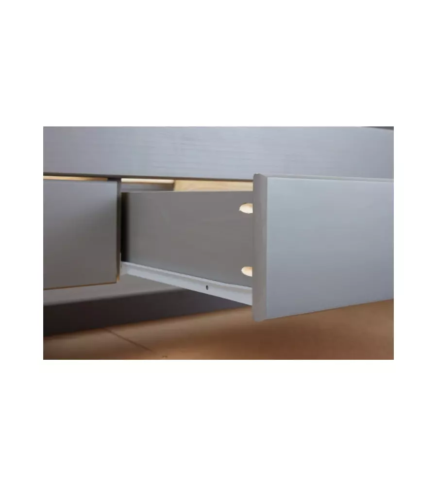 Doppio letto singolo con 3 cassetti grigio 90x200 cm