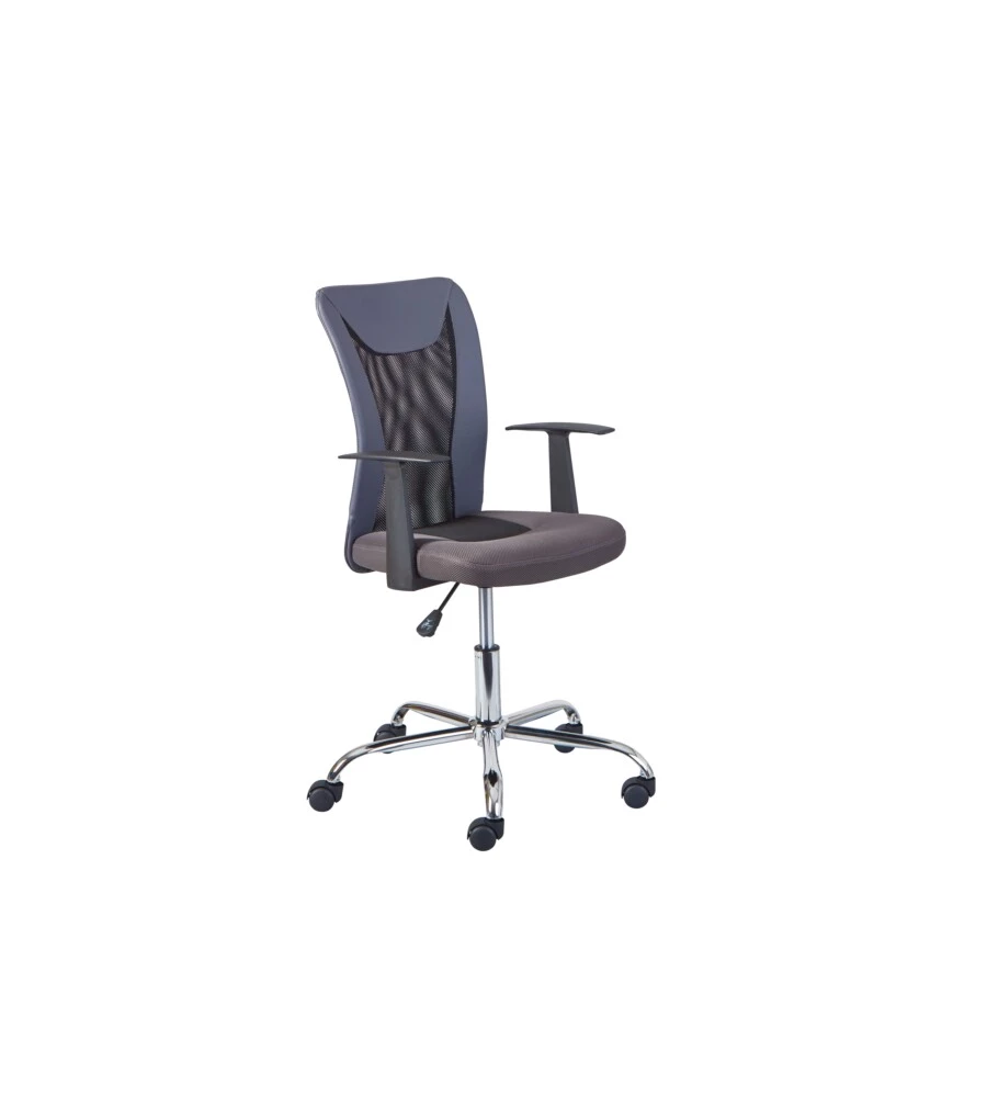 POLTRONCINA UFFICIO NERA CON BRACCIOLI E RUOTE, 55X54,5X85-95 CM