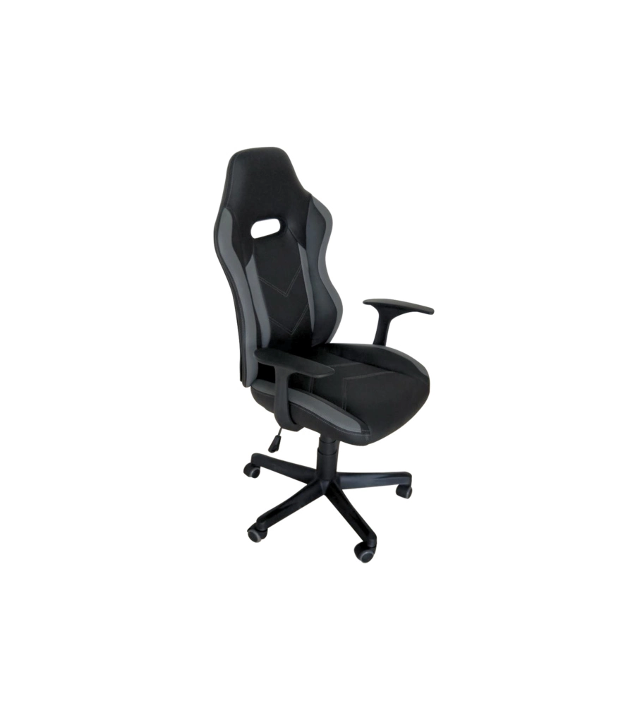 SEDIA DA UFFICIO IN ECOPELLE NERA, 65X63X109-118 CM