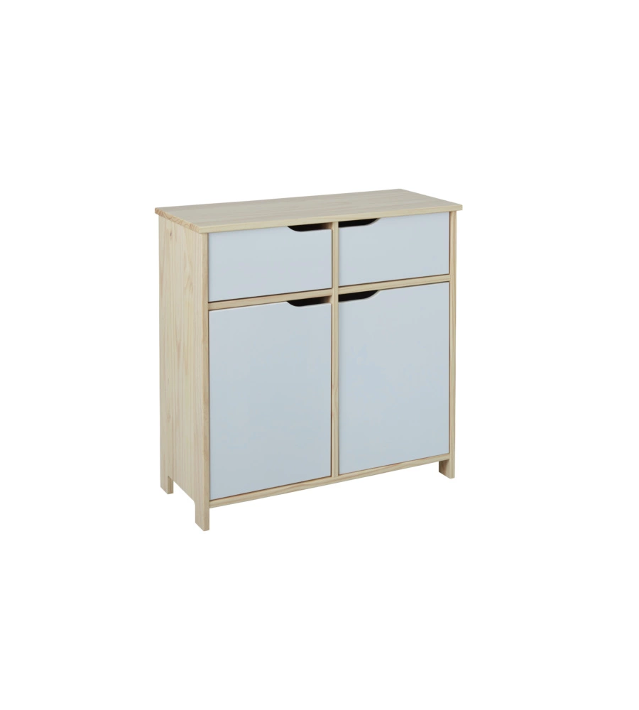 BUFFET 2 ANTE E 2 CASSETTI IN LEGNO E MDF BIANCO LATTE, 80X80X40CM