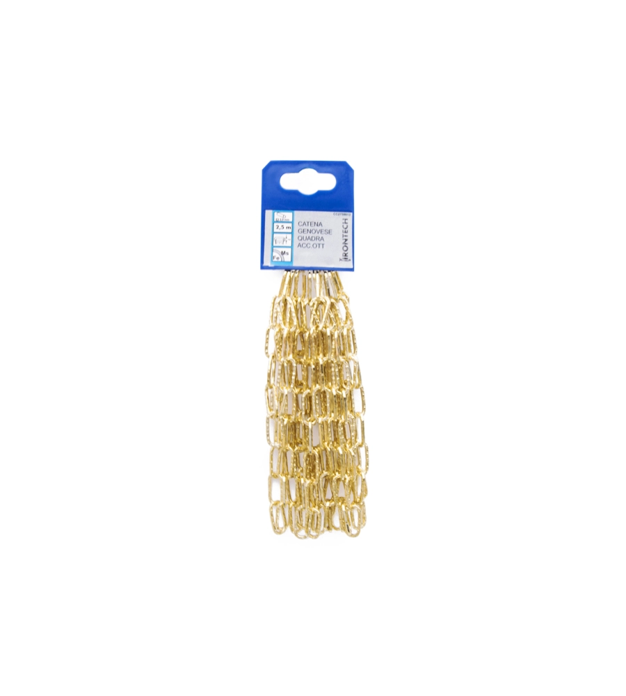 CATENA GENOVESE PRETAGLIATA MAGLIA QUADRA Ø 2 MM. IN ACCIAIO OTTONATO 2,5 MT.