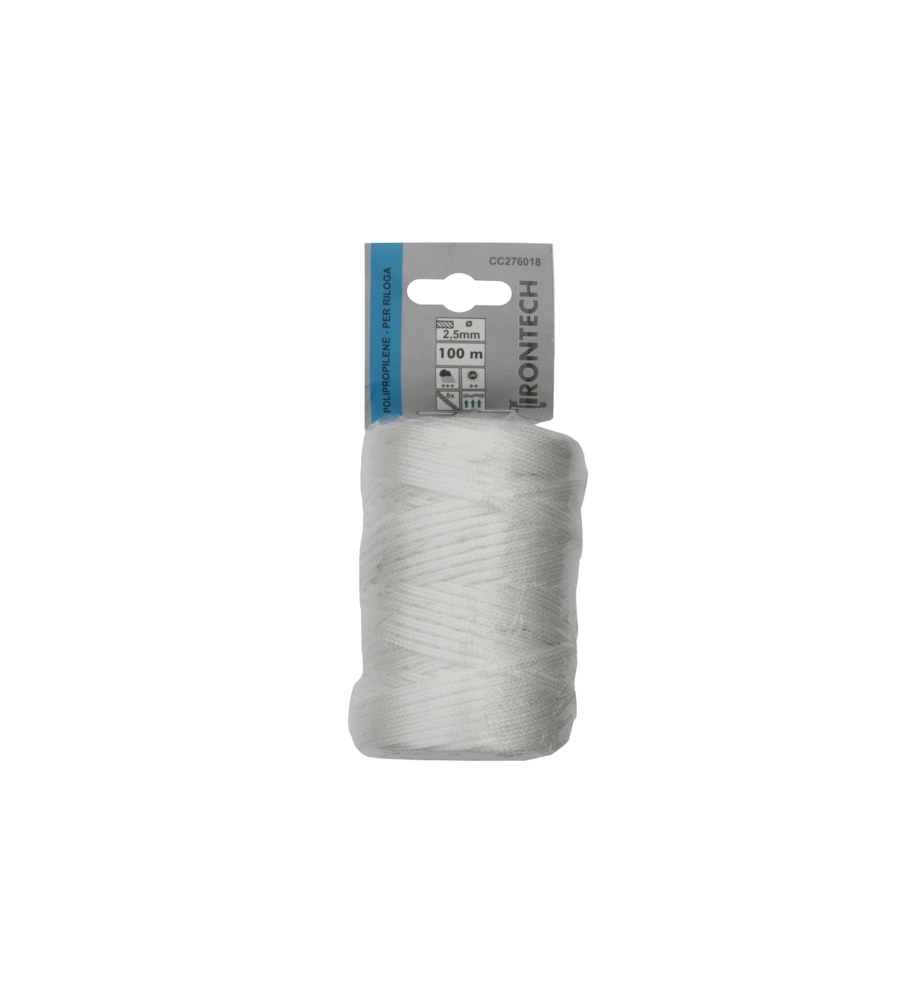 TRECCIA PER RILOGA IN POLIPROPILENE Ø 2,5 MM. BIANCA 100 MT.