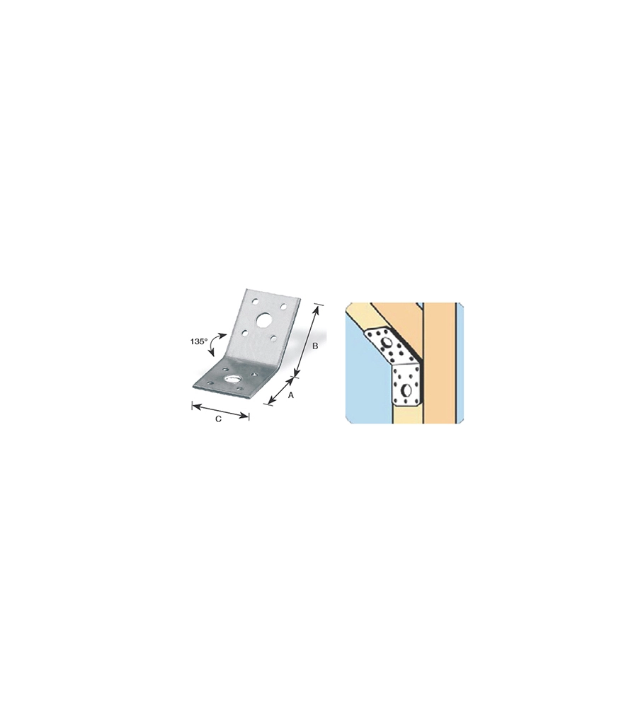 GIUNTO AD ANGOLO PER PERGOLE 50 X 50 X 35 X 2,0 MM.