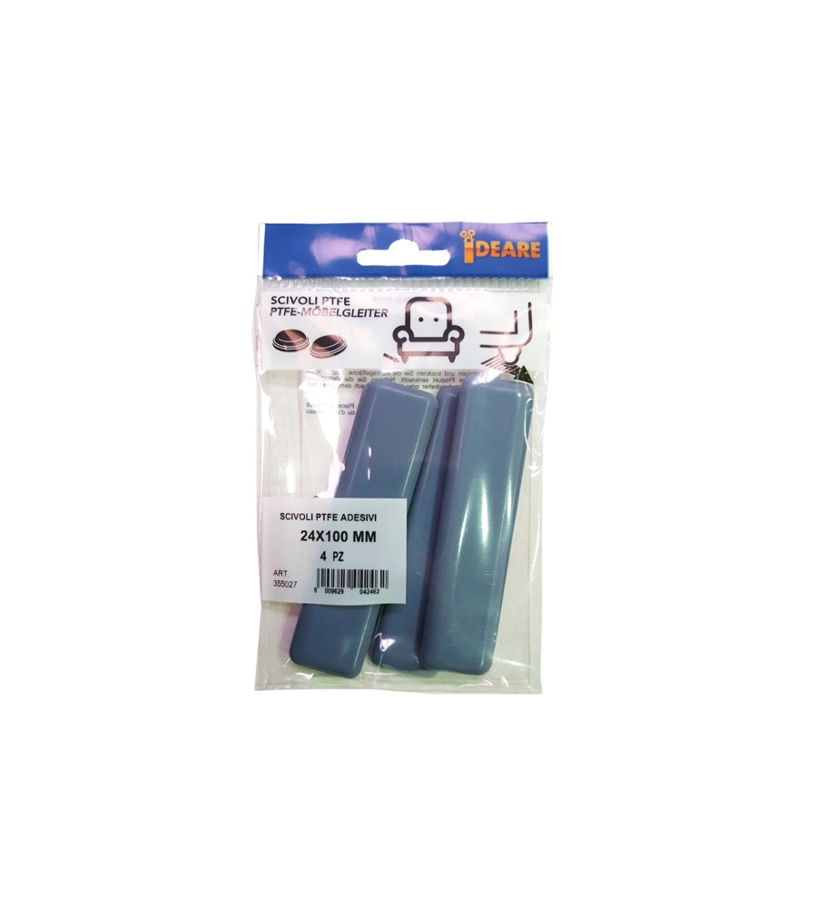SCIVOLI PTFE ADESIVI RETTANGOLARI 24 X 100 MM. - GRIGIO - 4 PZ.