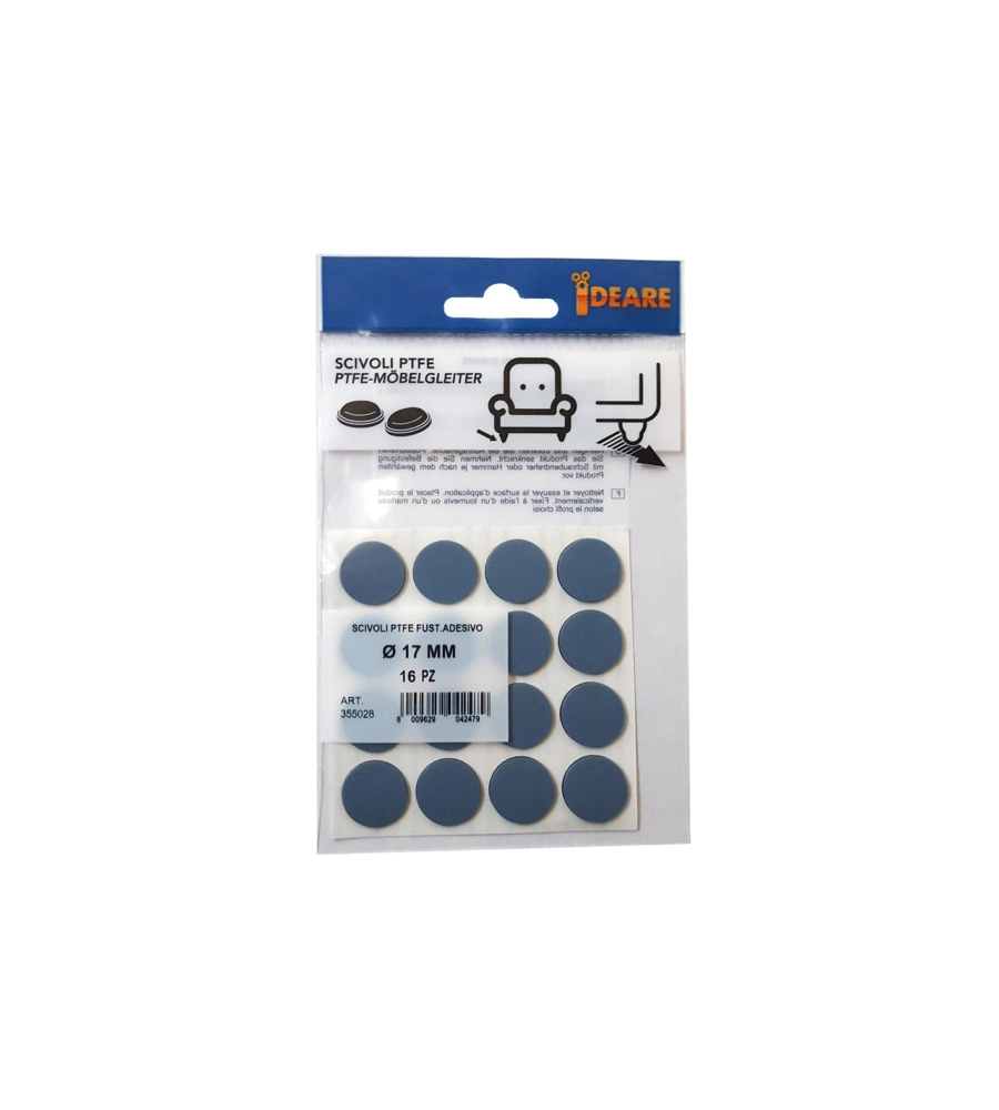 SCIVOLI PTFE ADESIVI TONDI FUSTELLATI Ø 17 MM. - GRIGIO - 16 PZ.