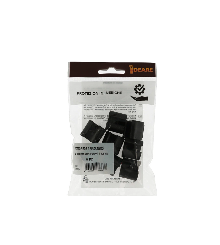 SOTTOPIEDE A PINZA NERO Ø 18 - 20 MM. CON PERNO 8 PZ.