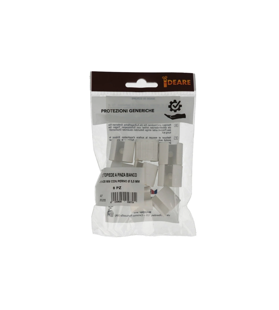 SOTTOPIEDE A PINZA BIANCO Ø 18 - 20 MM. CON PERNO 8 PZ.