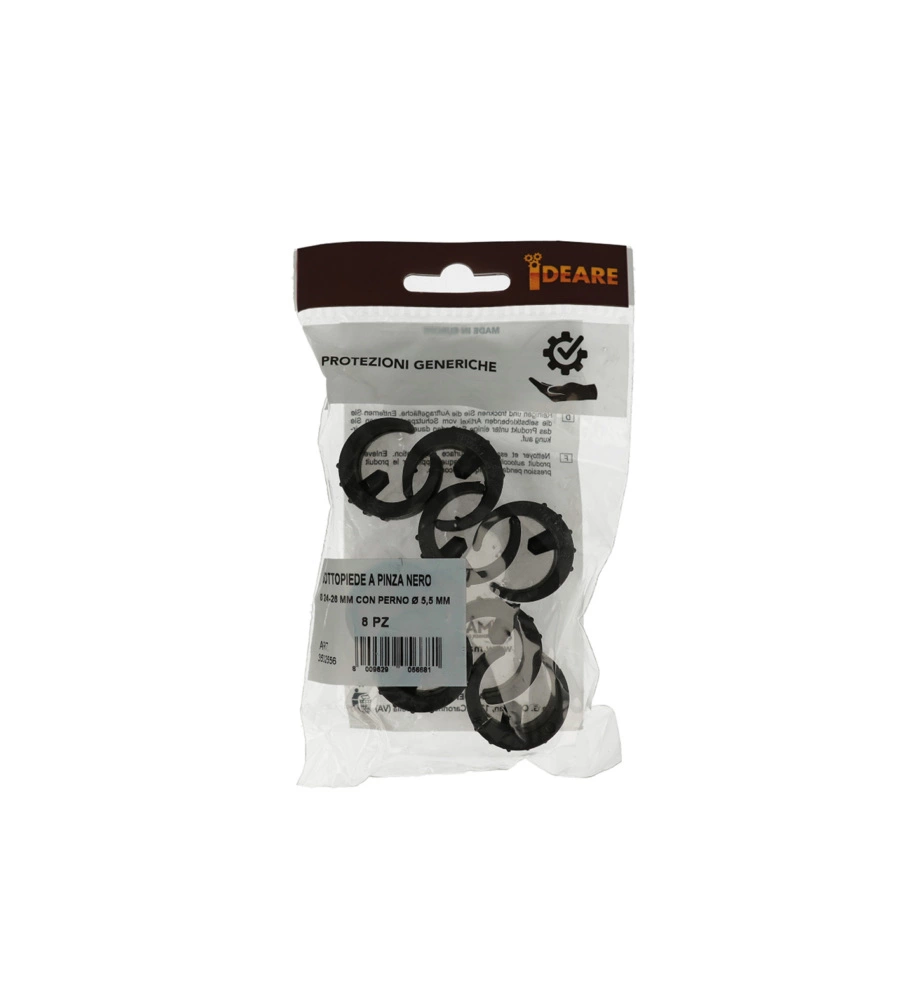 SOTTOPIEDE A PINZA NERO Ø 24 - 26 MM. CON PERNO 8 PZ.