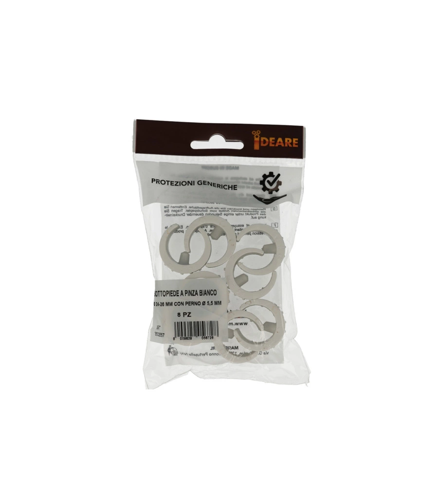 SOTTOPIEDE A PINZA BIANCO Ø 24 - 26 MM. CON PERNO 8 PZ.