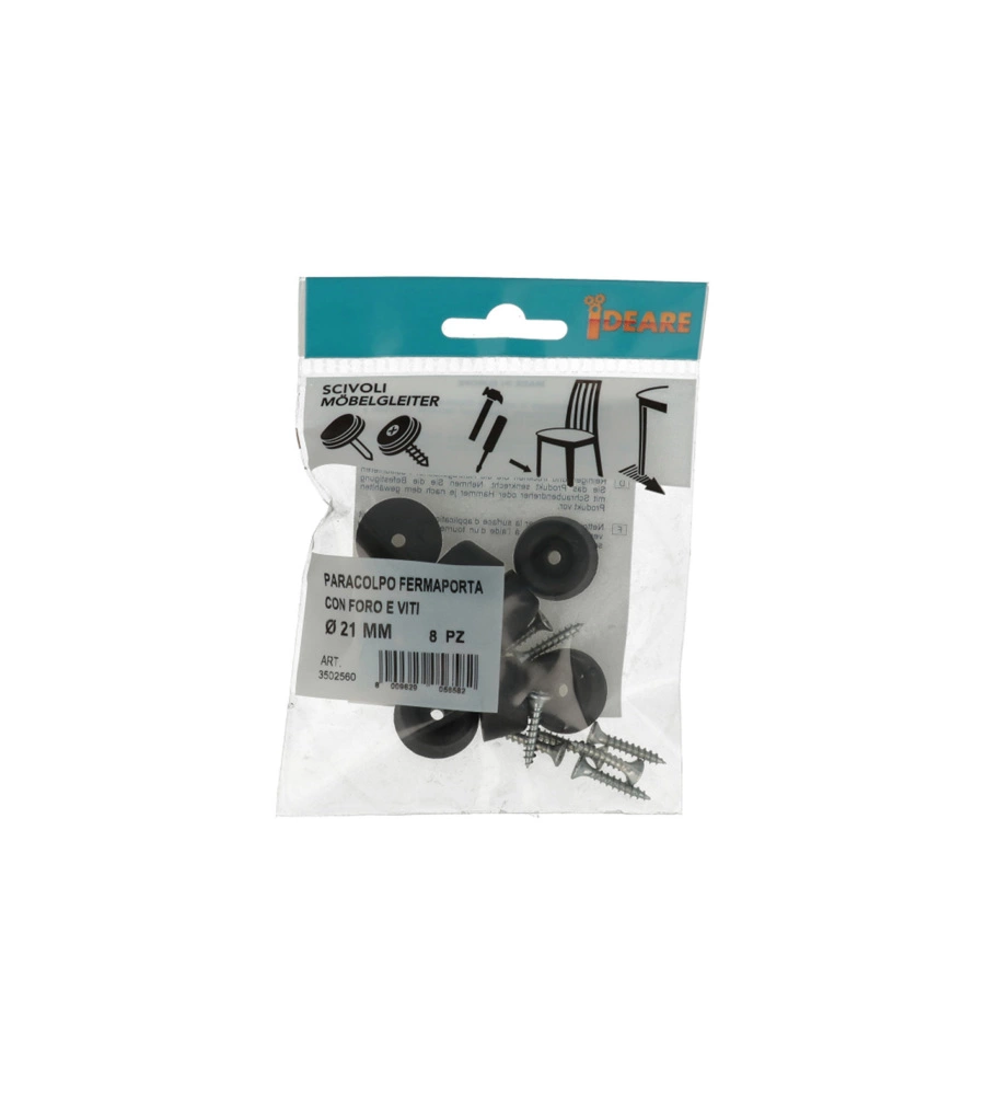 PARACOLPI FERMAPORTA CON FORO E VITI Ø 21 MM. 8 PZ.