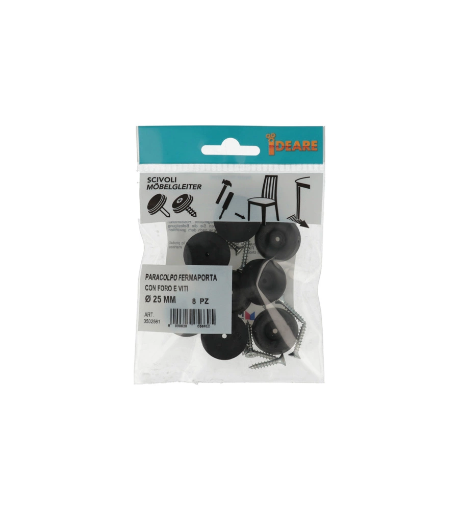 PARACOLPI FERMAPORTA CON FORO E VITI Ø 24 MM. 8 PZ.