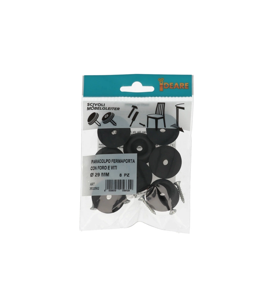 PARACOLPI FERMAPORTA CON FORO E VITI Ø 29 MM. 8 PZ.