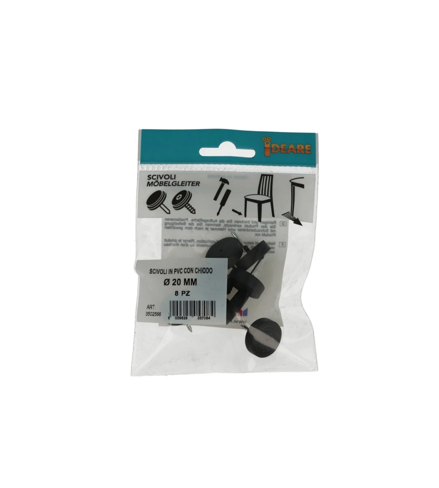 SCIVOLI IN PVC NERI CON CHIODO Ø 20 MM. 8 PZ.