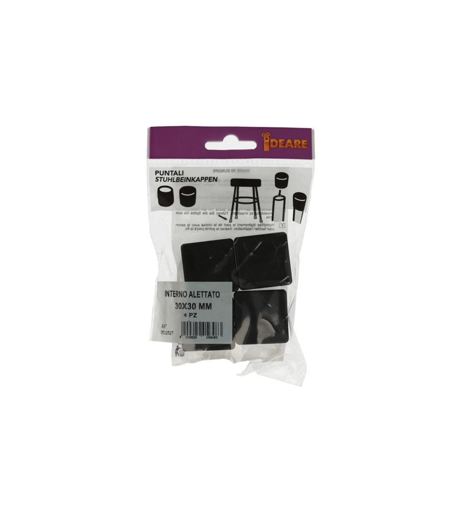 PUNTALI INTERNI ALETTATI QUADRI NERI 30 X 30 MM. 4 PZ.