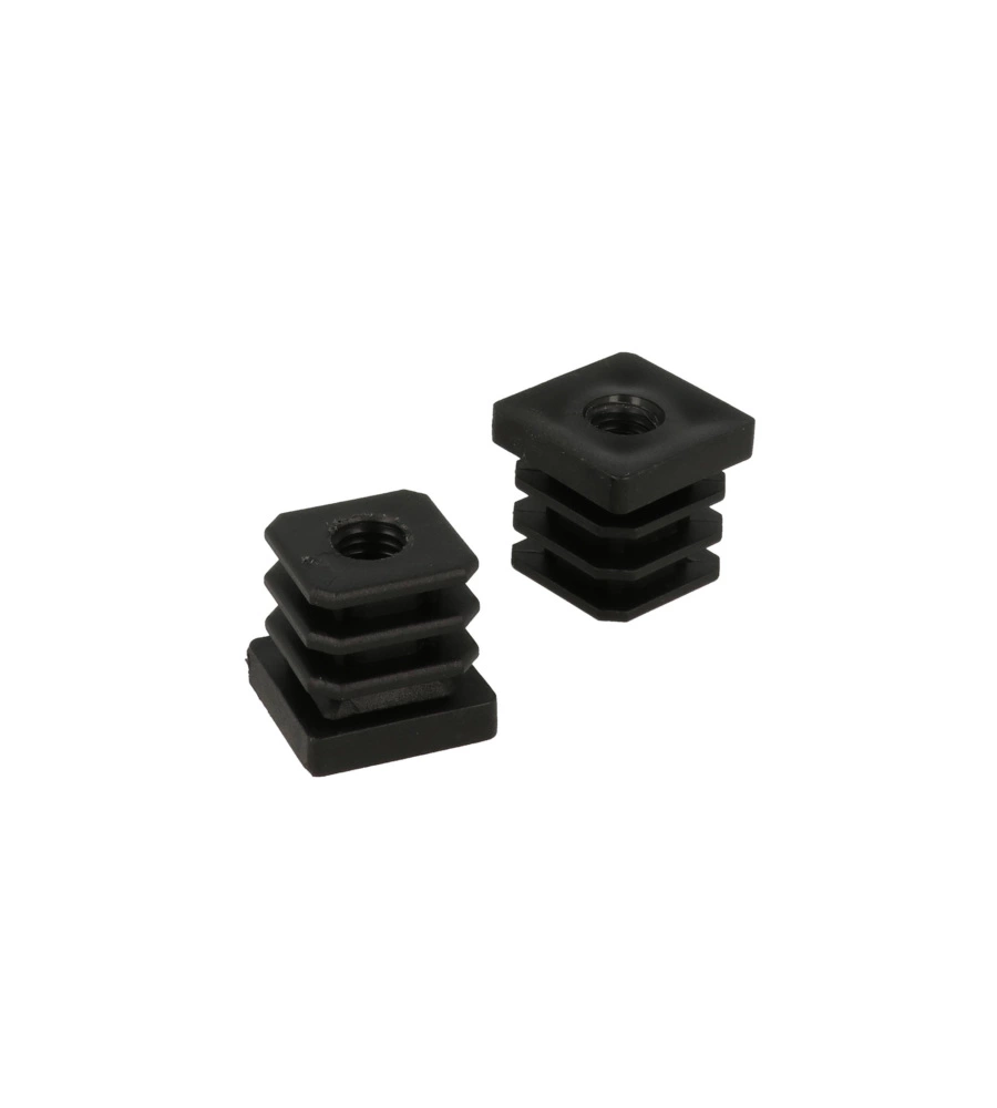 PUNTALI INTERNI ALETTATI QUADRI NERI Ø 25 X 25 MM. CON FORO FILETTATO 4 PZ.