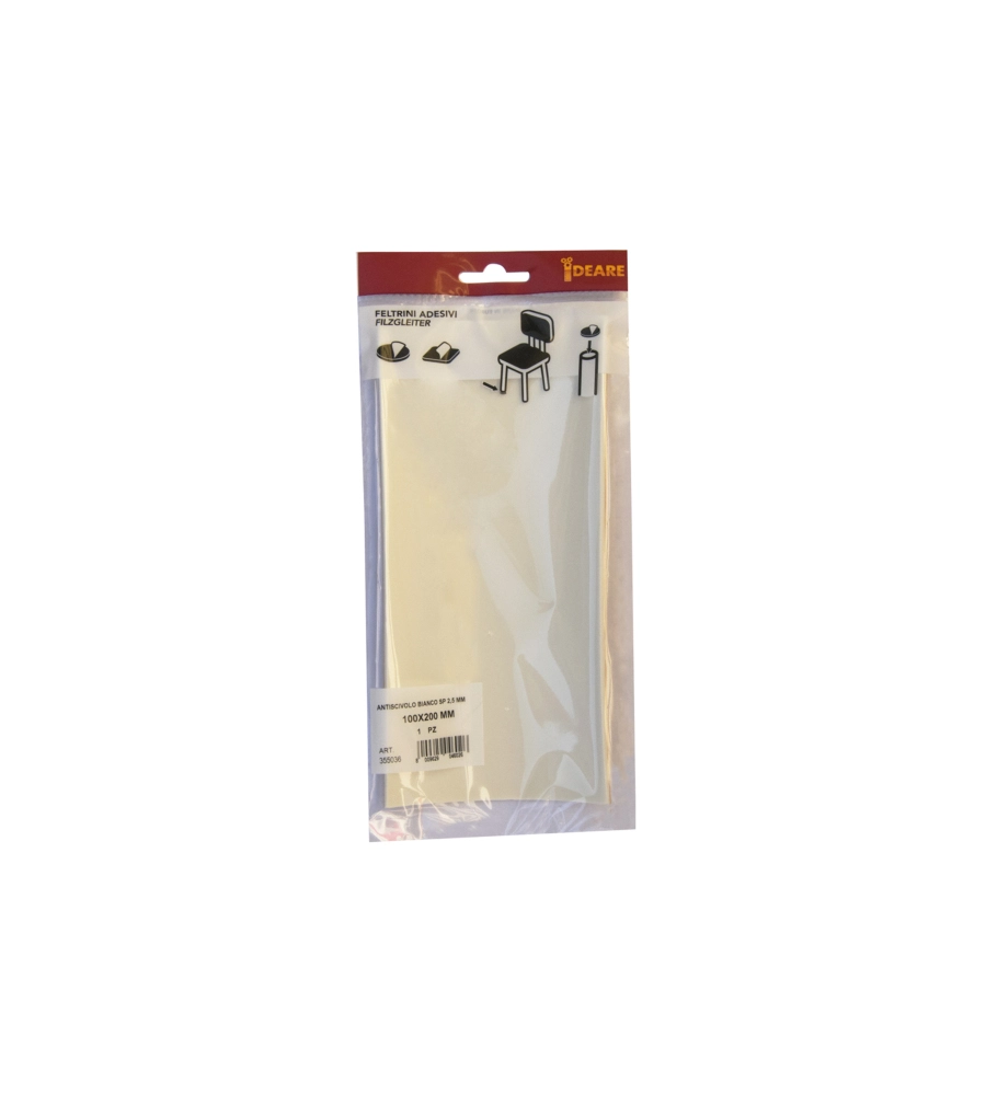 ANTISCIVOLO ANTIVIBRAZIONE IN GOMMA 100X200 MM. SPESSORE 2,5 MM. BIANCO