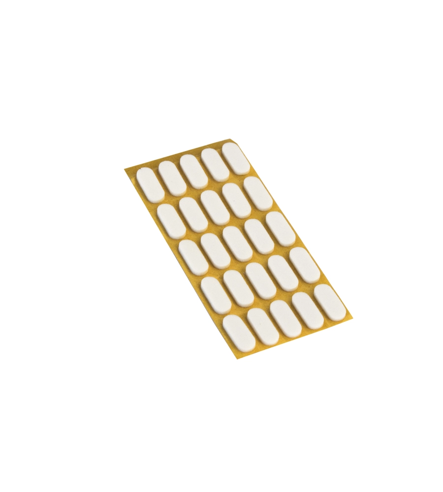ANTISCIVOLO ANTIURTO ADESIVO 9X20 MM. SPESSORE 2,5 MM. BIANCO 25 PZ.
